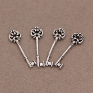 #1 Silver Key Pendant Charms 4pcs