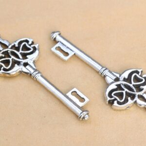 #5 Silver Key Pendant Charms 2pcs