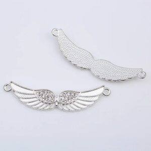 Silver Angel Wings Connector Charm