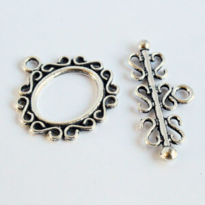 Silver Filigree Oval Toggle Clasps 3pcs