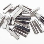 Silver Ribbon Crimp Clamp Ends 6pcs