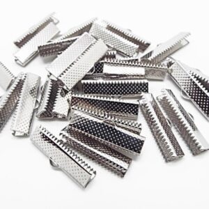 Silver Ribbon Crimp Clamp Ends 6pcs