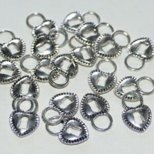 #2 Silver Heart Lock Pendant Charms 6pcs