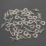 #1 Silver Beaded Hearts Toggle Clasps 4pcs