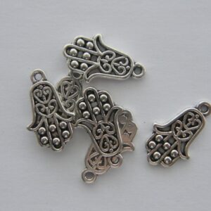 #4 Silver Hand of Fatima Pendant Charms 2pcs