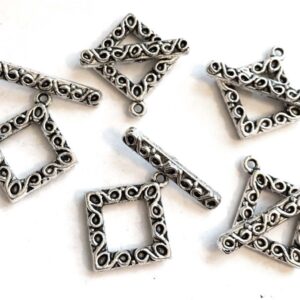Silver Diamond Toggle Clasps 2pcs