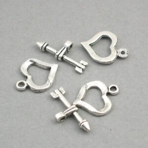 Silver Heart and Arrow Toggle Clasp