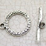 Silver Tree Bark Toggle Clasps 2pcs