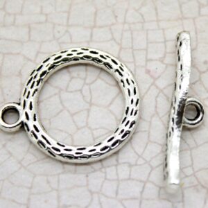 Silver Tree Bark Toggle Clasps 2pcs