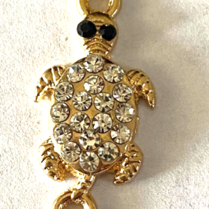 Gold with Rhinestones Turtle Connector Pendant