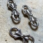 Silver Cute Bow Connector Charms 6pcs