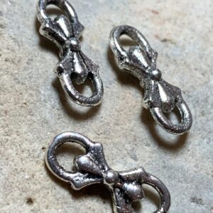 Silver Cute Bow Connector Charms 6pcs