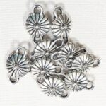 Silver Flower Connector Charms 6pcs