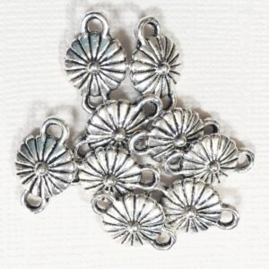 Silver Flower Connector Charms 6pcs