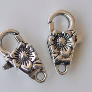 Large Silver Flower Lobster Clasp