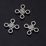 Small Silver Chinese Knot 4 Holes Connector Charms 4pcs