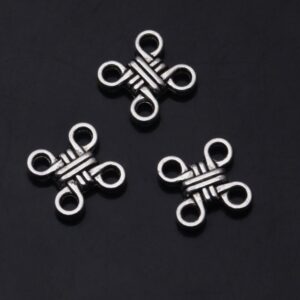 Small Silver Chinese Knot 4 Holes Connector Charms 4pcs