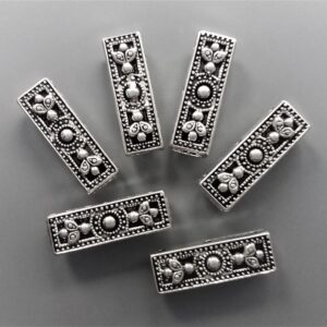 3 Holes Silver Rectangle Spacer Bars 2pcs
