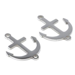 Silver Anchor Connector Charms 2pcs