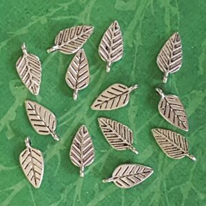 Silver Aspen Leaf Pendant Charms  6pcs