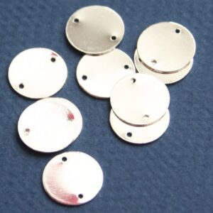 Silver Round Connector Charms 6pcs