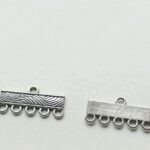5 Holes Silver Rectangle Connector Pendant 4pcs