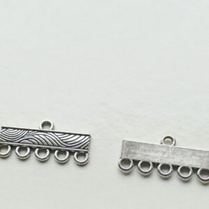 5 Holes Silver Rectangle Connector Pendant 4pcs