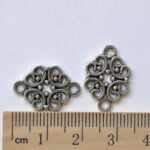 Silver Antique Flower Connector Charms 2pcs