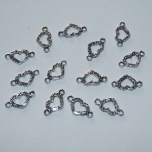 Small Silver Sweet Heart Connector Charms 2pcs